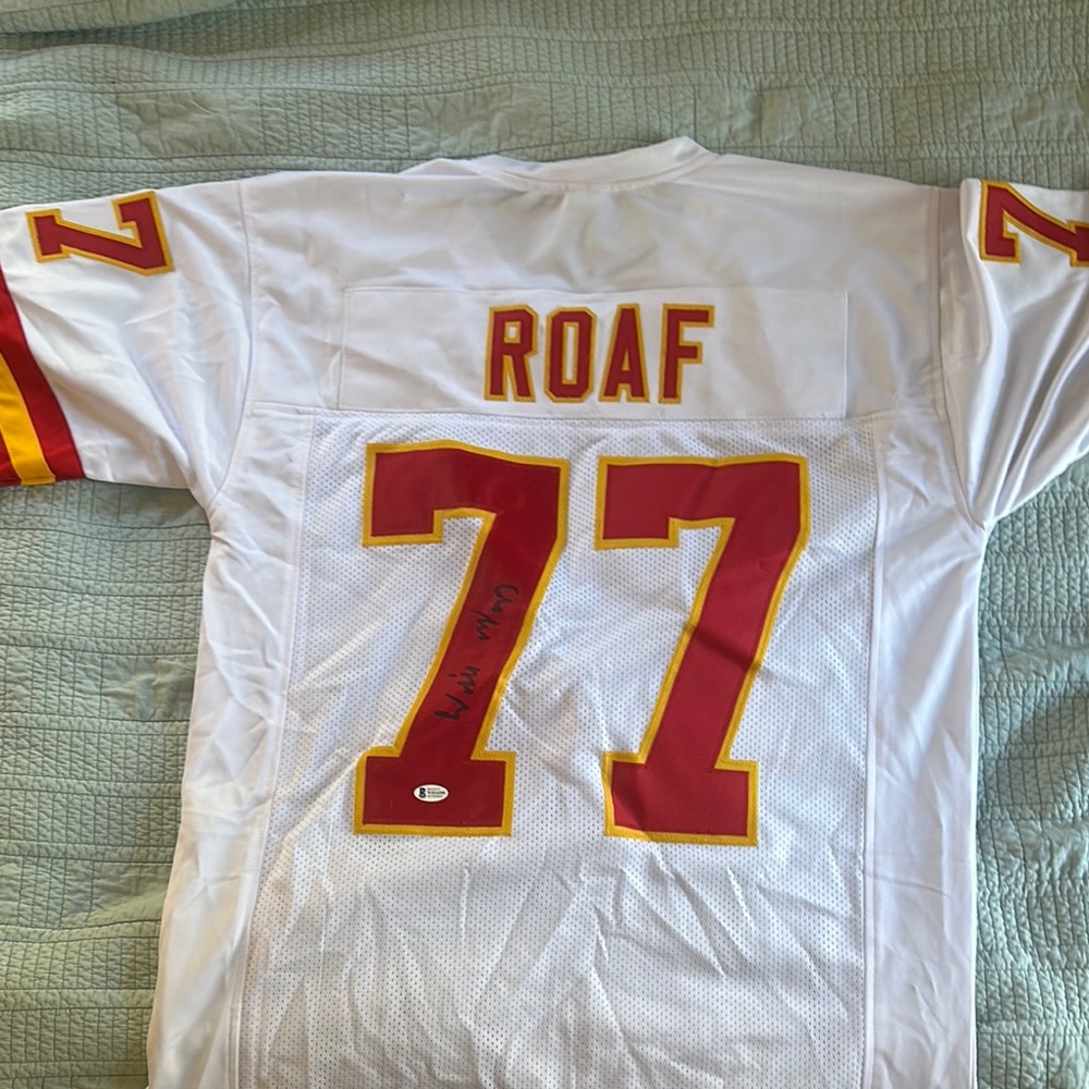 Roaf White Jersey with Red and Yellow Accents